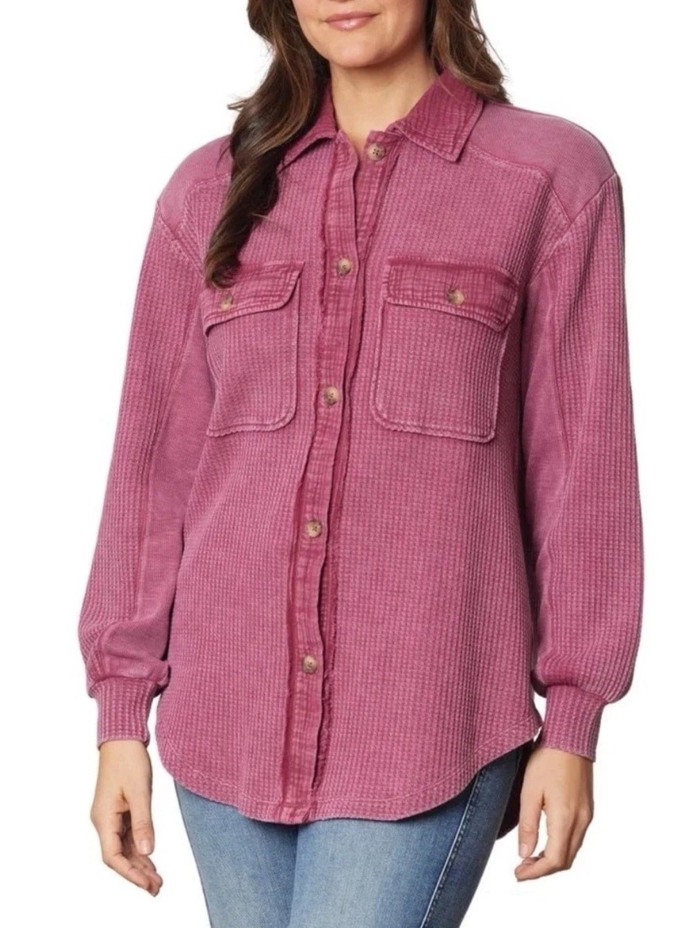 NWT Briggs New York Corduroy Button-Front Shirt Jacket in Mauve Pink Size XL - Picture 3 of 16